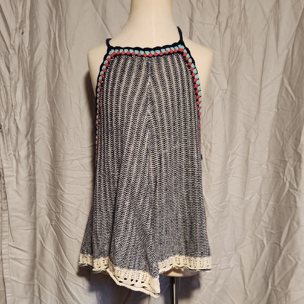 Chic Black and White Knit Halter Top